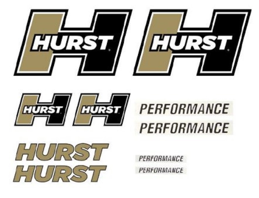 Hurst Equipped Gold-Black Logo Decals - Click Image to Close